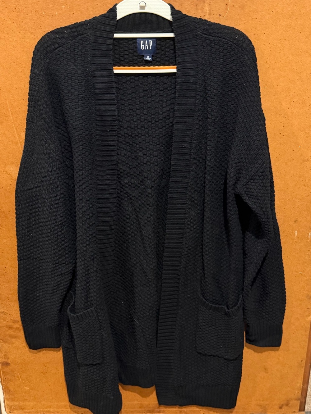 GAP Black Open-Front Chunky Knit Cardigan
